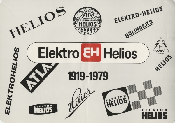 A graphical compilation of the different Elektrohelios logos done for the 60 year anniversary